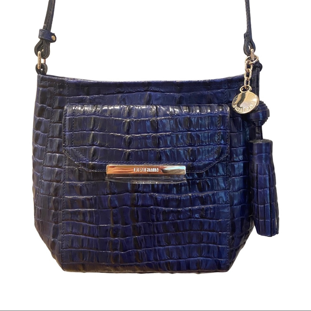 SOLD Brahmin Arden Crossbody Leather Purse Bag Ink La Scala Navy